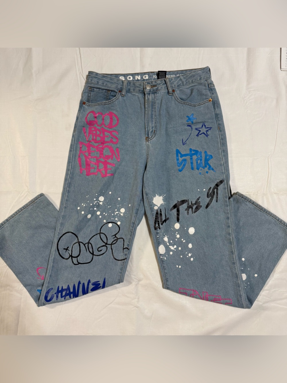 SONG '90s high-rise Boyfriend Light Wash Denim Jeans